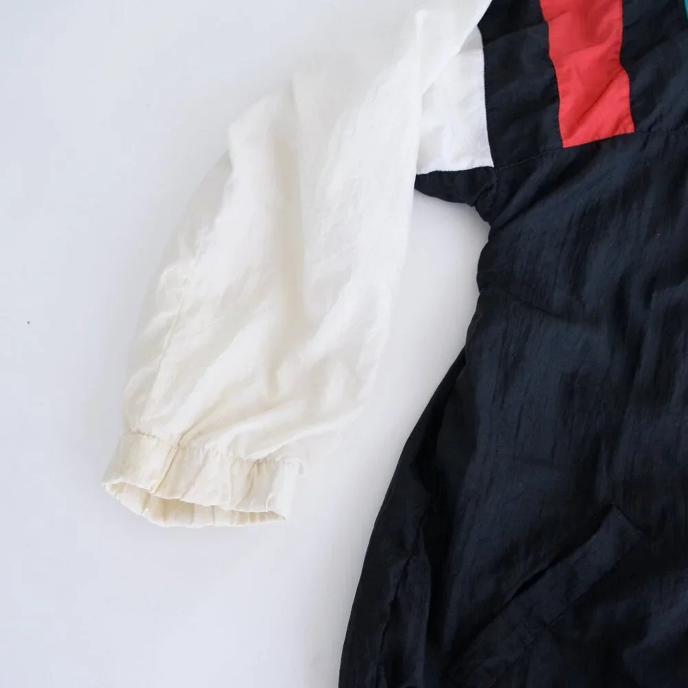 Vintage 80'S Akita Teal & Black Nylon Windbreaker Zip Up Running Jacket Size L - Picture 8 of 11
